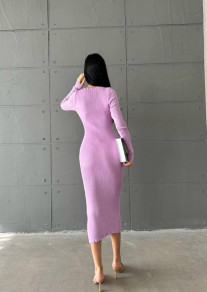 Дамска рокля с ефектно деколте PR5904 лилав