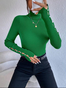 Дамско поло с ефектни ръкави SL5078 зелен 