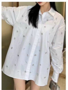 Дамска риза с камъни TR2890 бял  