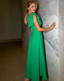 Дамска рокля с колан H4483 зелен 